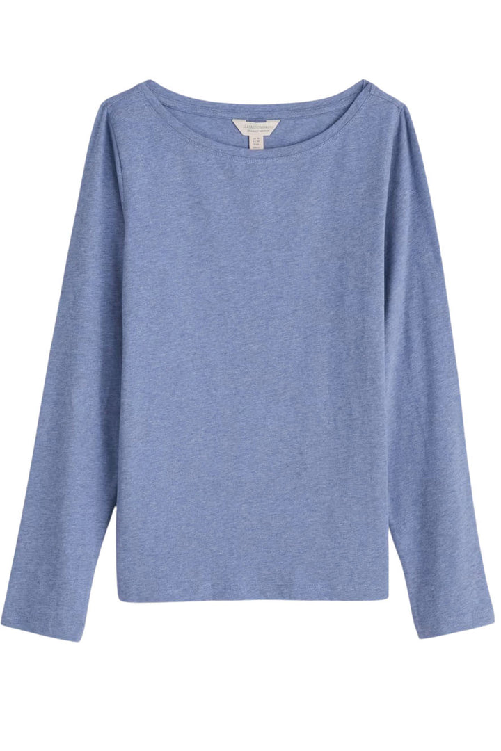 Boat Neck Long Sleeve Cotton Top