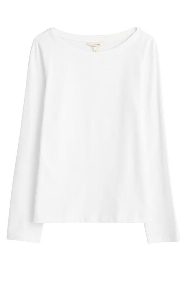 Boat Neck Long Sleeve Cotton Top
