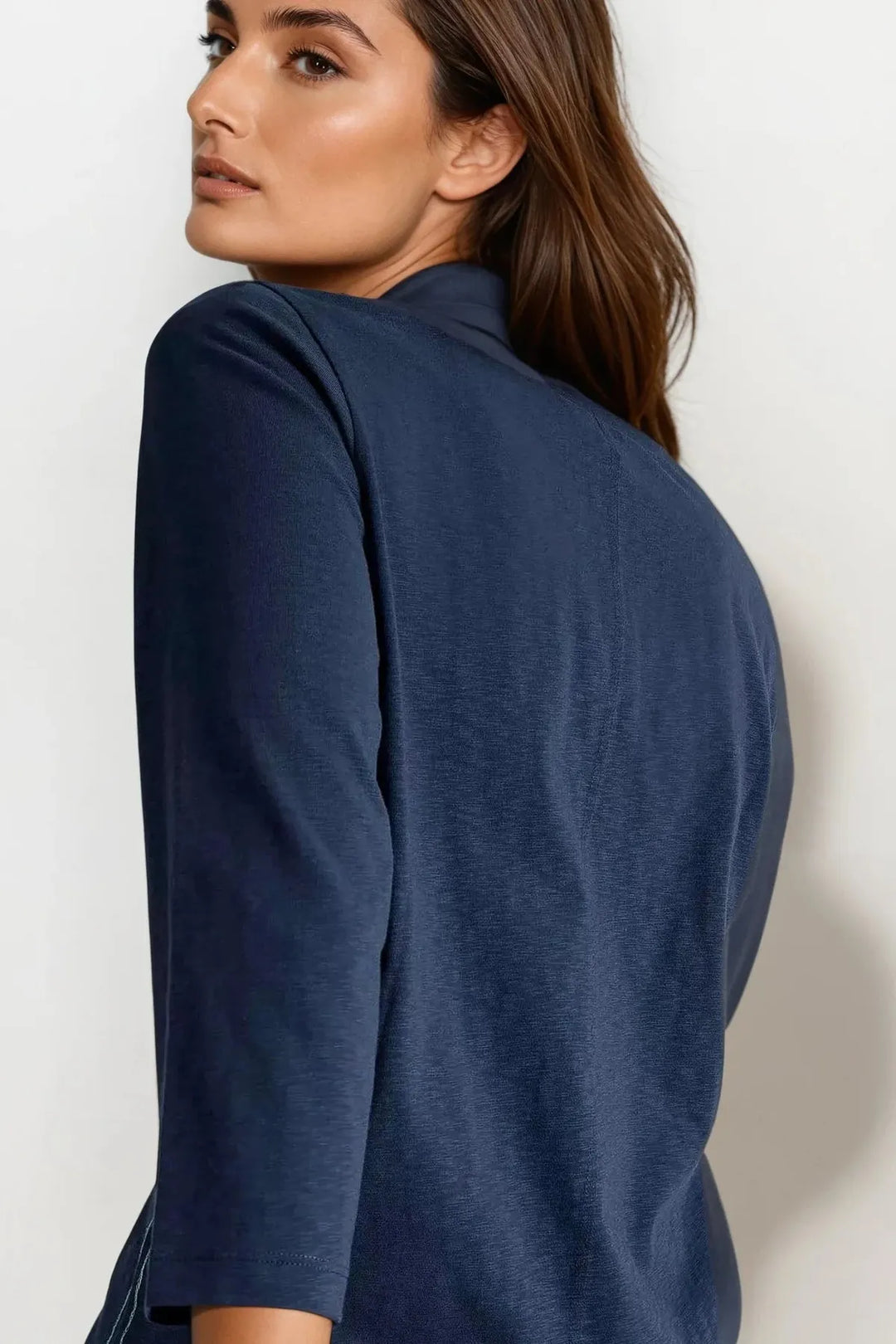Notch Neck Long Sleeve Cotton Top