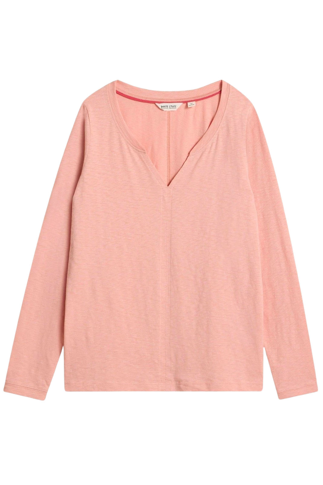 Notch Neck Long Sleeve Cotton Top