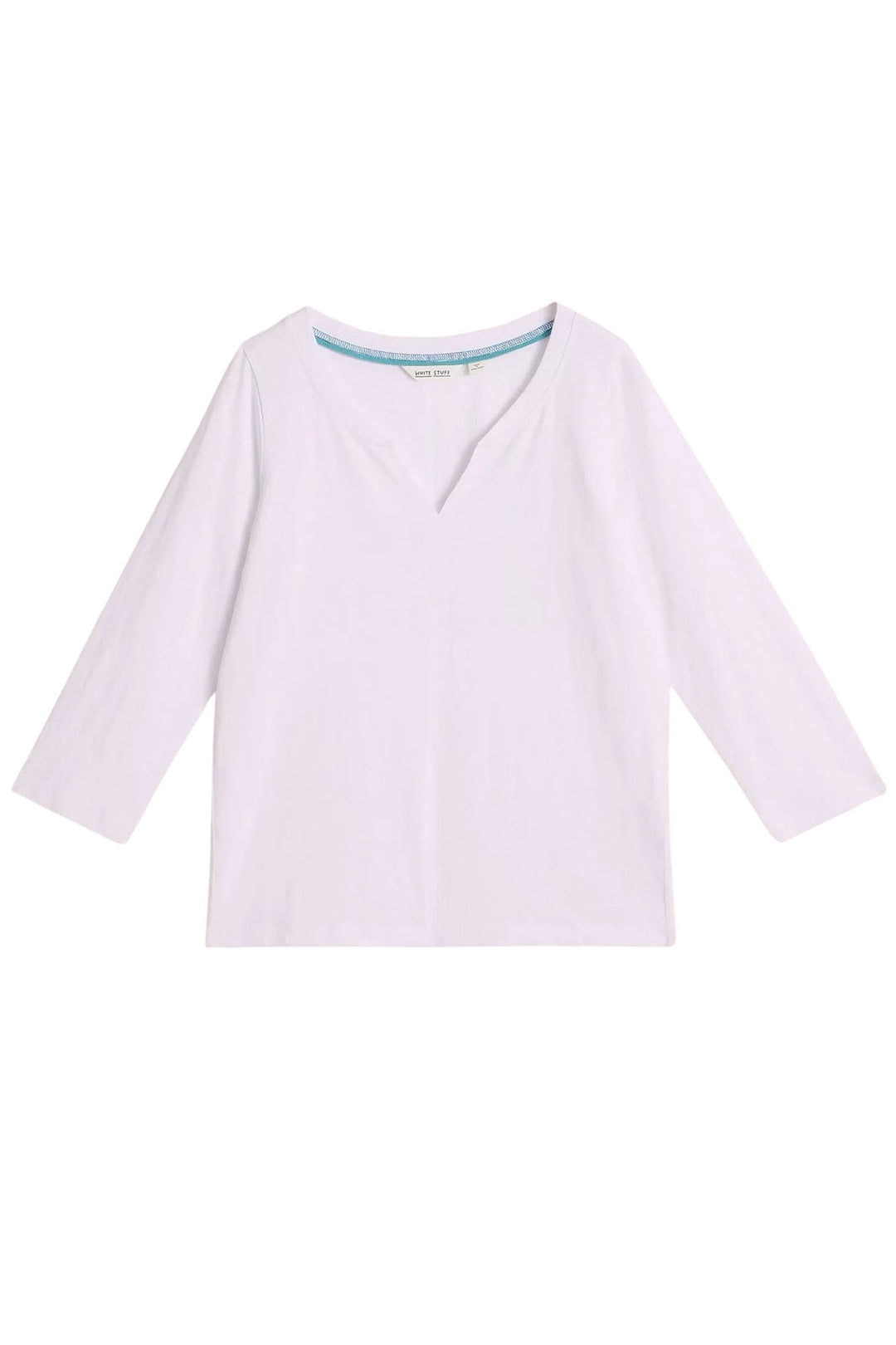 Notch Neck Long Sleeve Cotton Top
