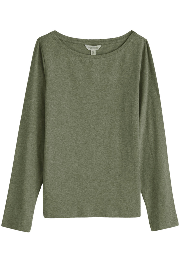 Boat Neck Long Sleeve Cotton Top