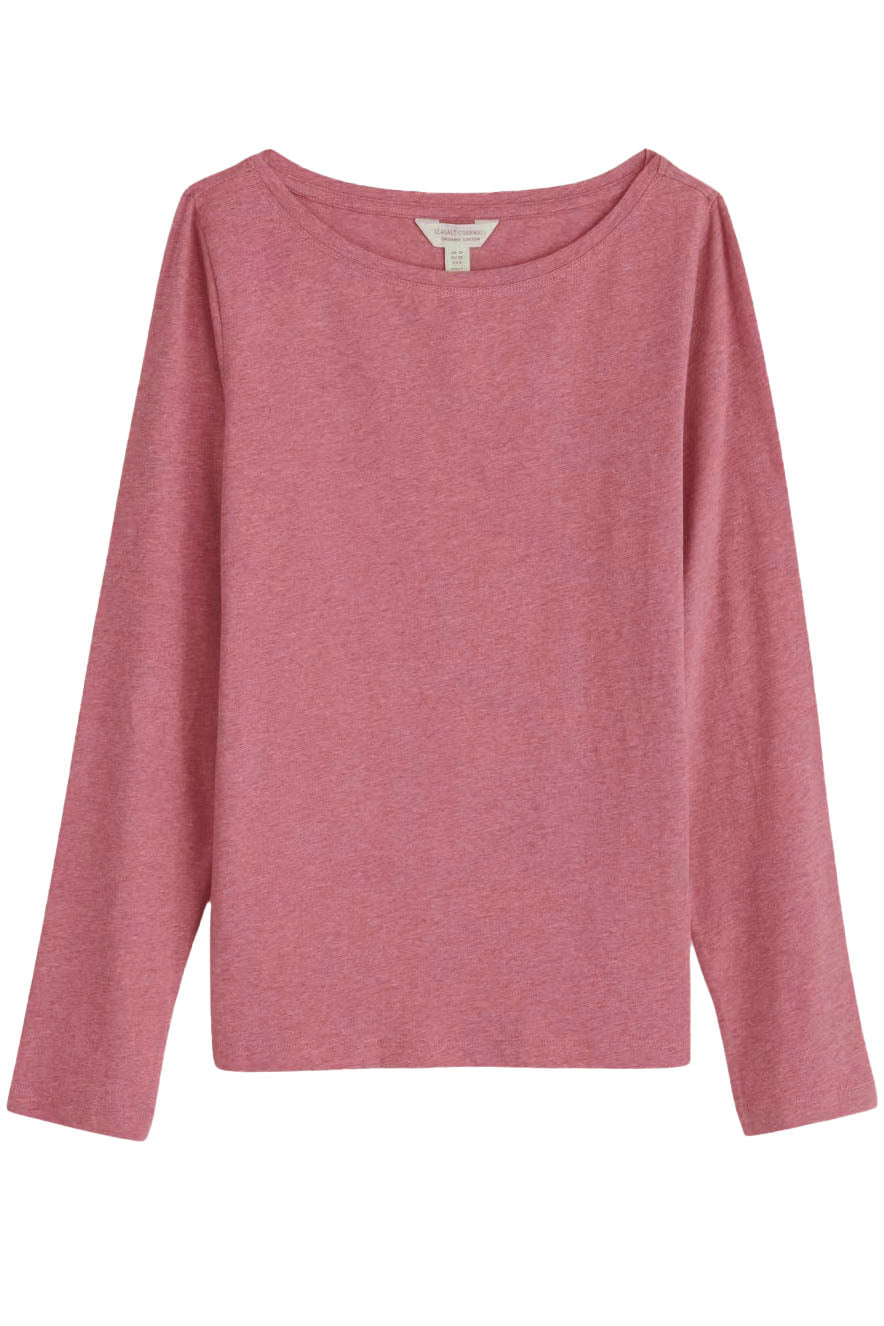 Boat Neck Long Sleeve Cotton Top
