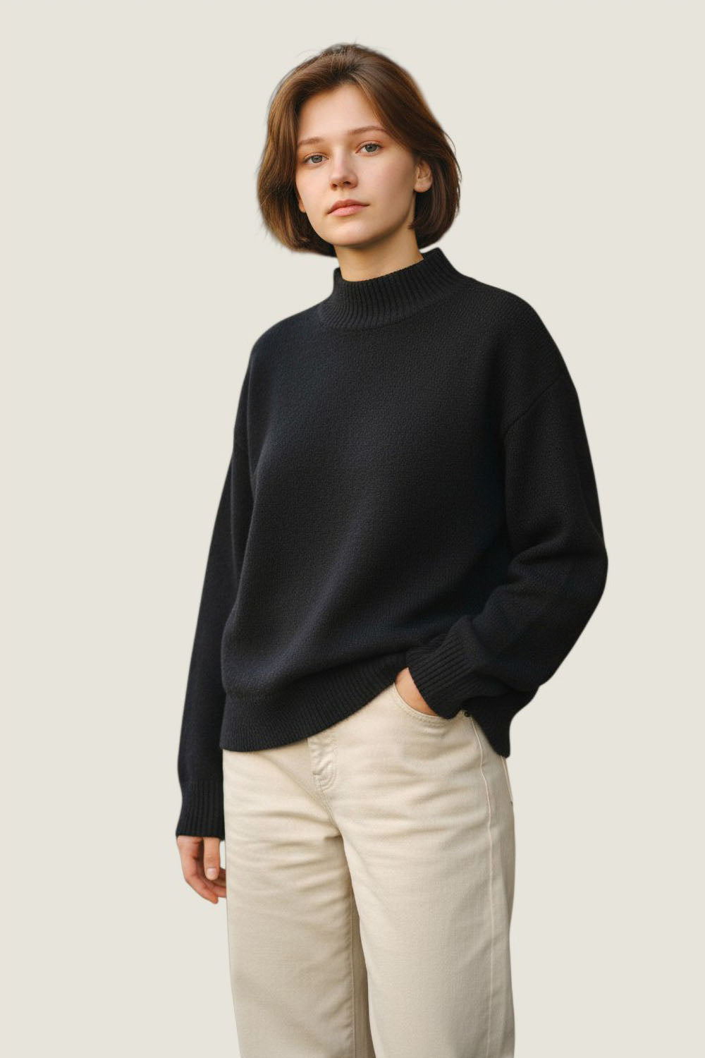 Funnel Neck Cuffed Jumper