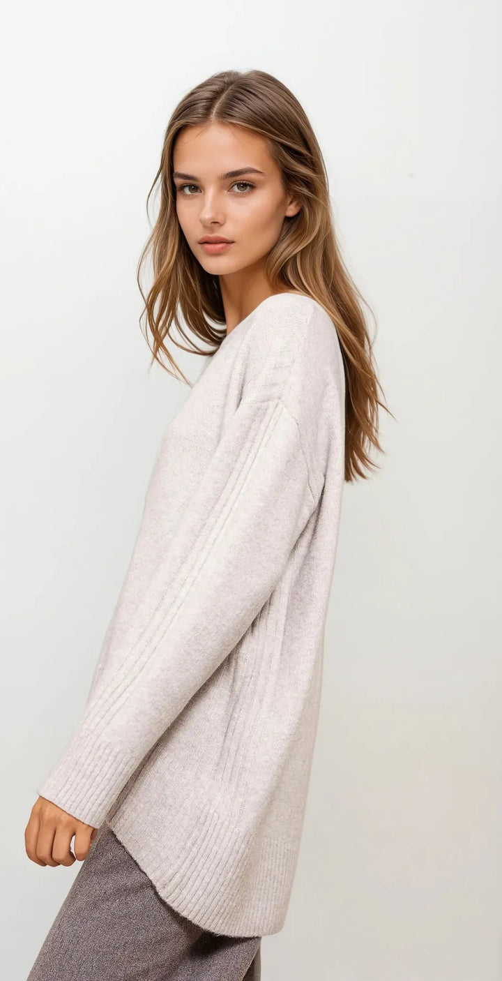 Longline Deep V-Neck Jumper
