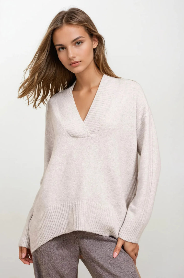Longline Deep V-Neck Jumper