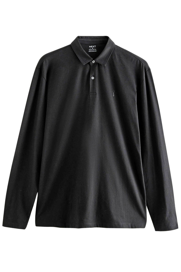 Cotton Rich Long Sleeve Polo Shirt