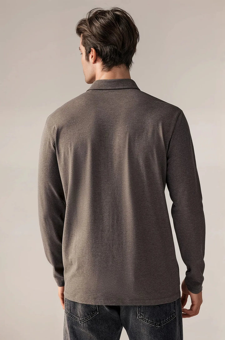 Cotton Rich Long Sleeve Polo Shirt