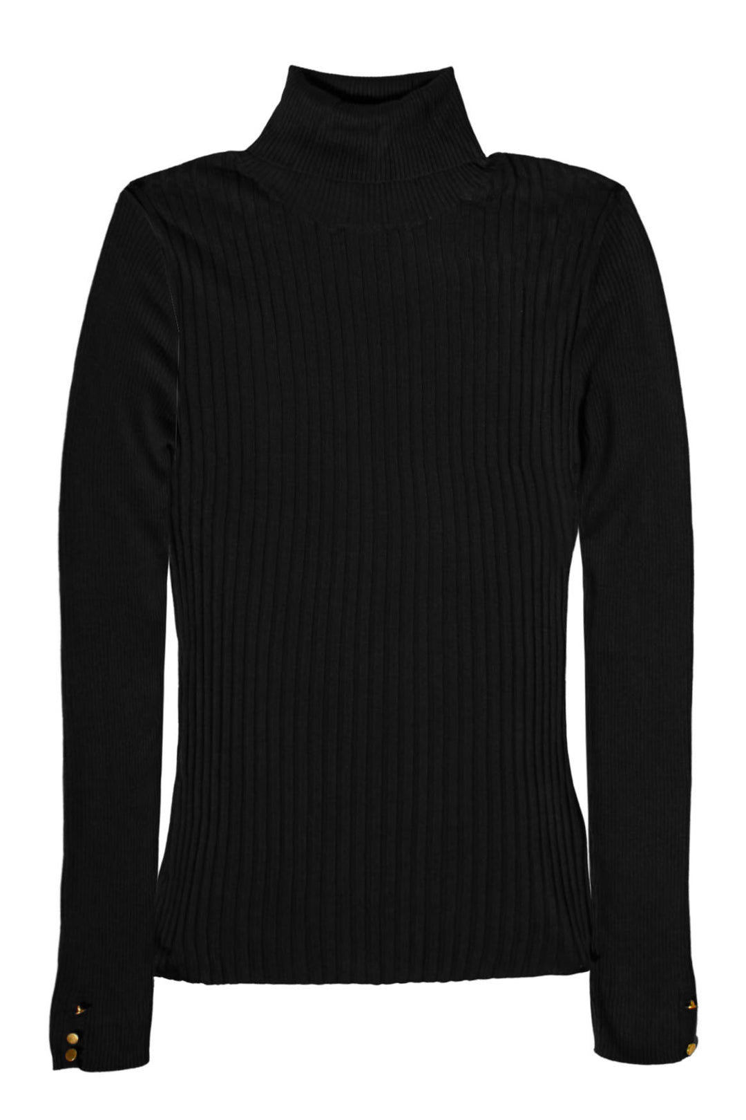 Ribbed Button Cuff Roll Neck Jumper