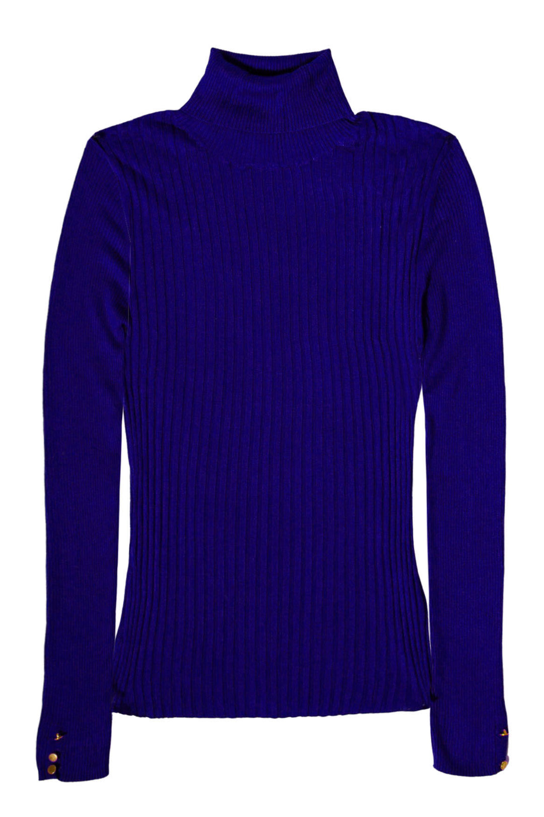 Ribbed Button Cuff Roll Neck Jumper
