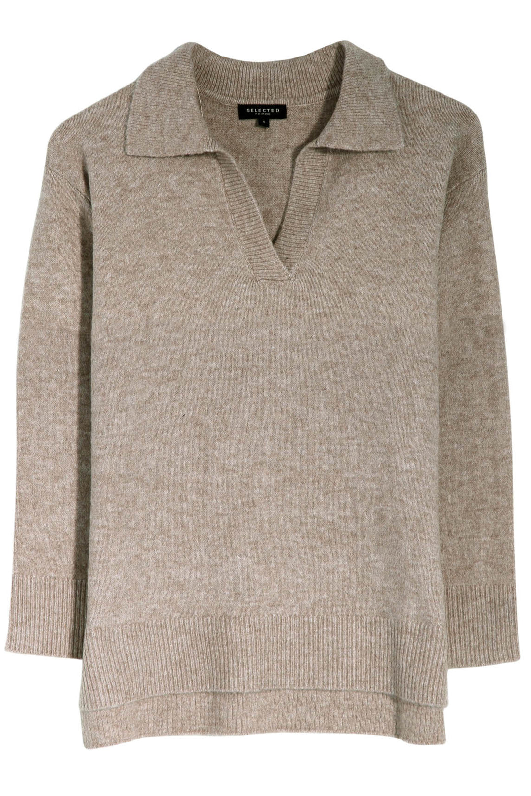 Collared Ribbed Trim Jumper