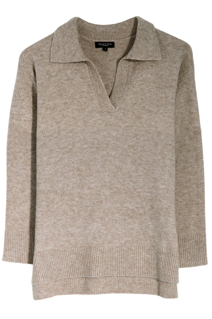 Collared Ribbed Trim Jumper