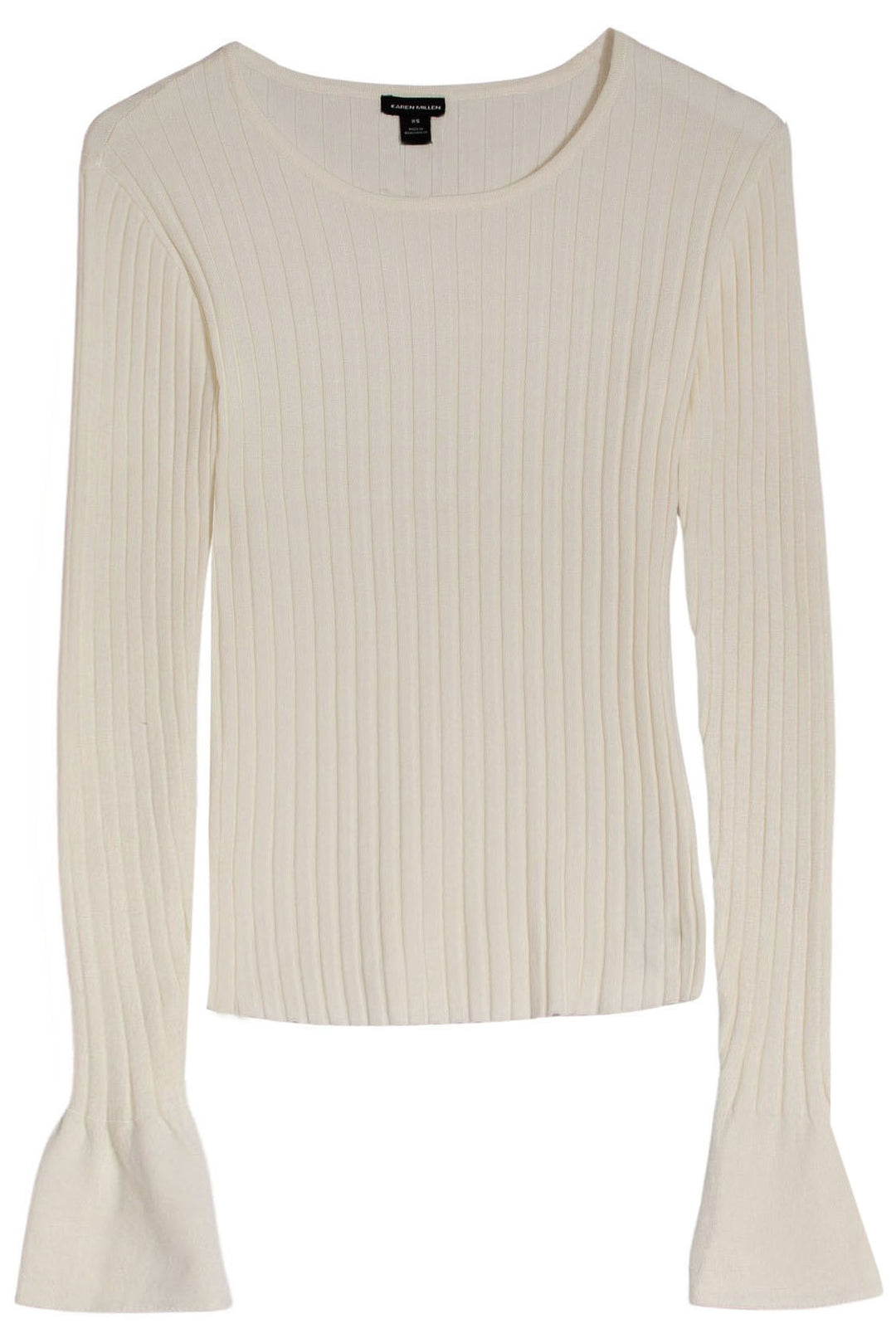Split Cuff Ribbed Fine Knit Top