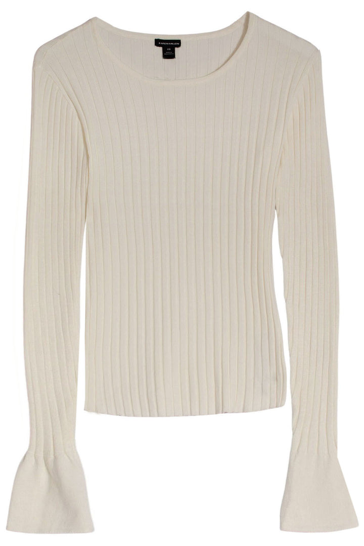 Split Cuff Ribbed Fine Knit Top