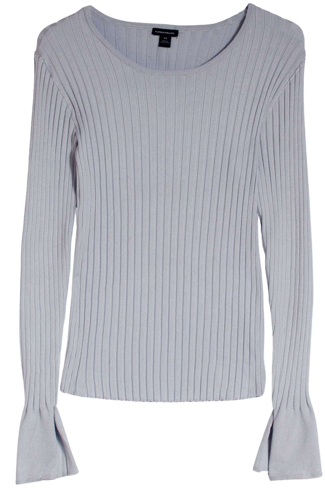 Split Cuff Ribbed Fine Knit Top