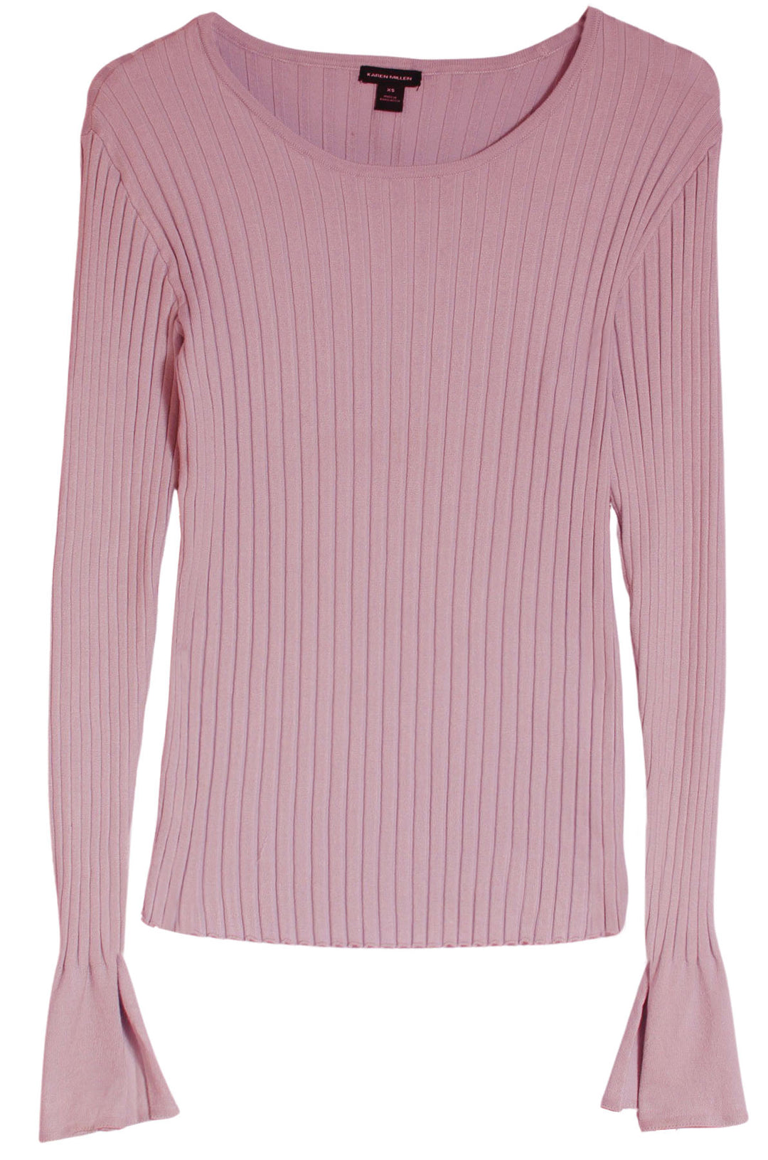 Split Cuff Ribbed Fine Knit Top