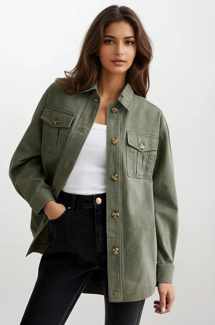 Khaki Canvas Overshirt Shacket