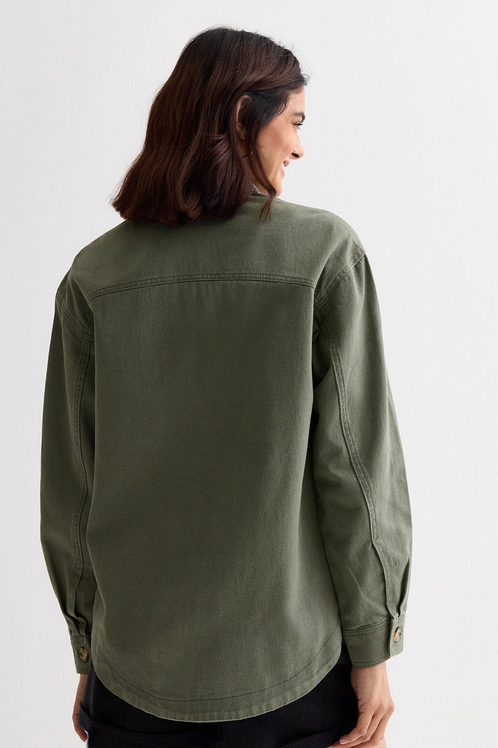 Khaki Canvas Overshirt Shacket
