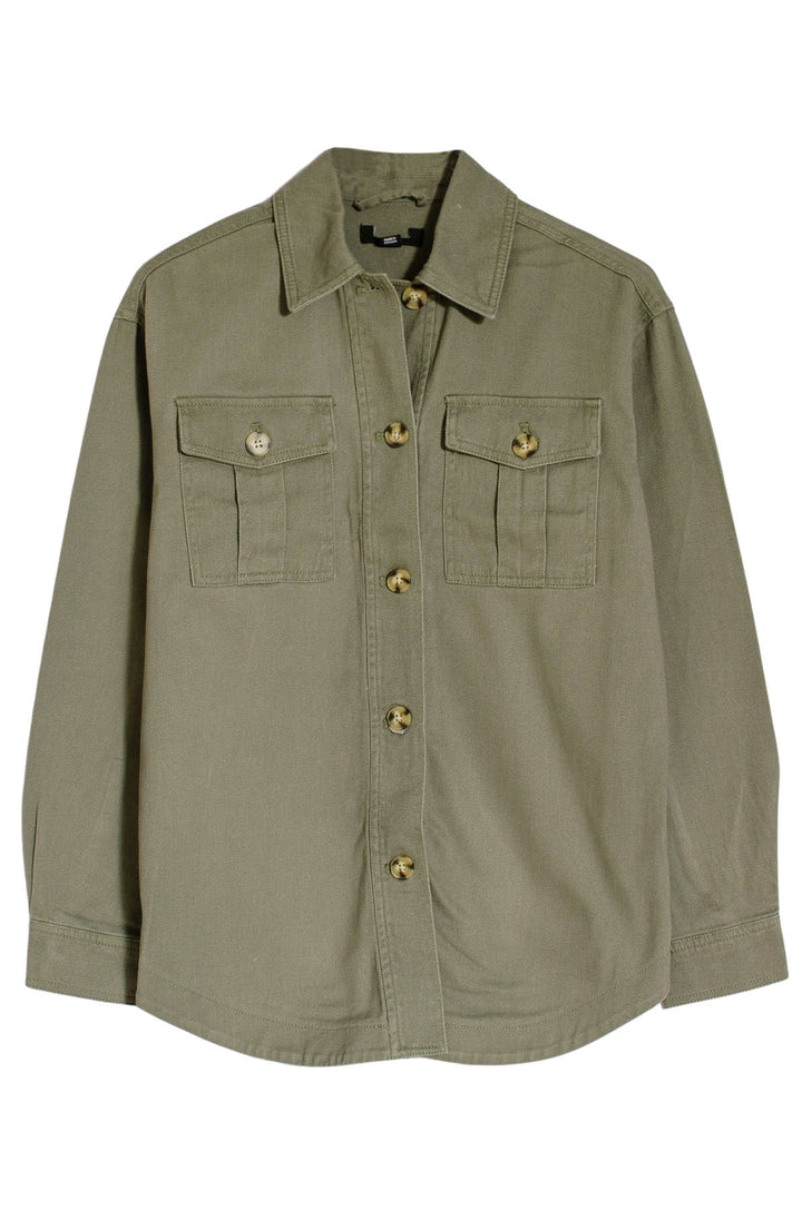 Khaki Canvas Overshirt Shacket