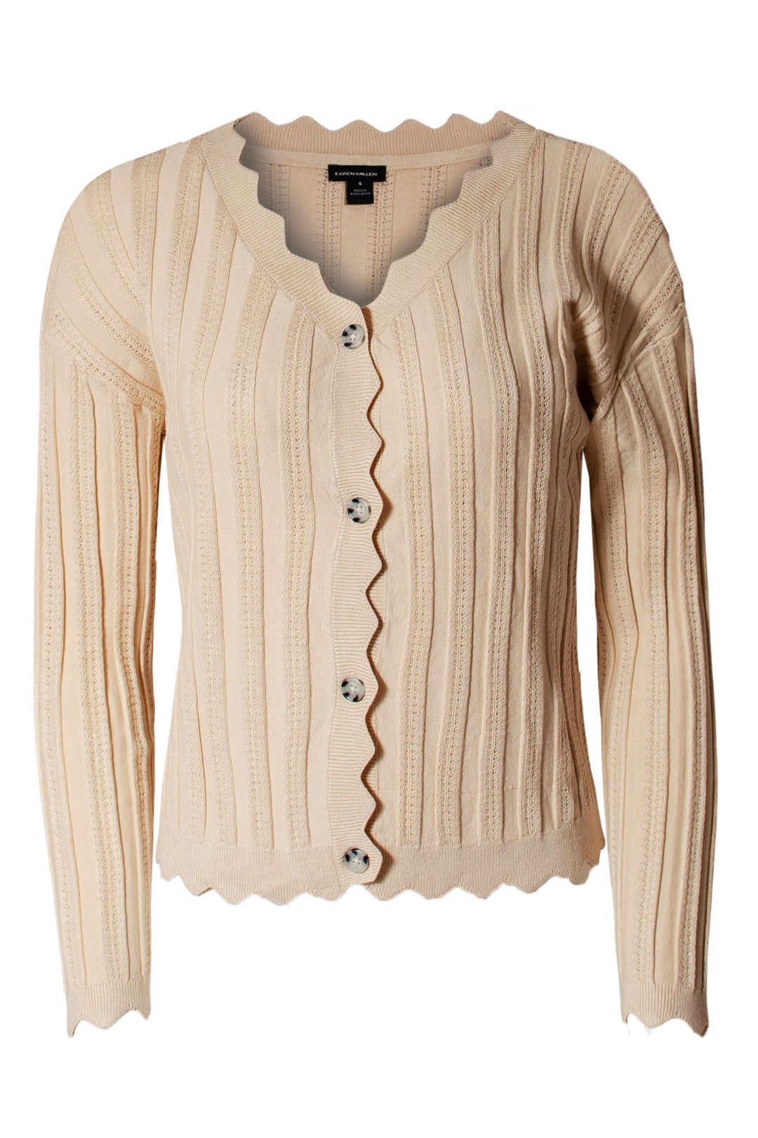 Scallop Edge Ribbed Cardigan