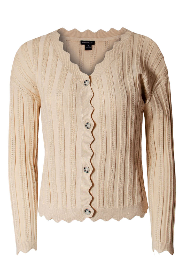 Scallop Edge Ribbed Cardigan