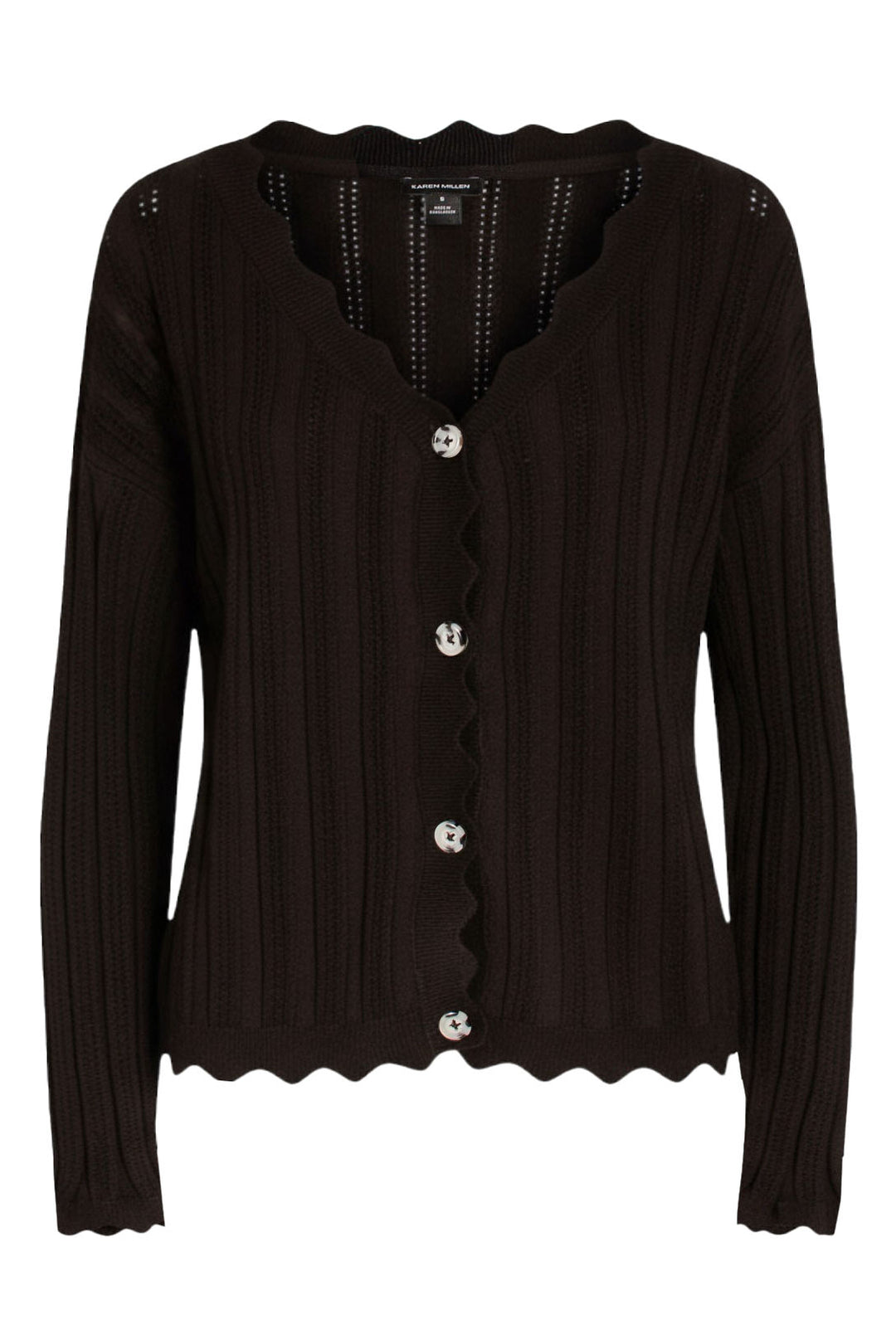 Scallop Edge Ribbed Cardigan