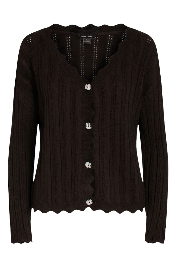 Scallop Edge Ribbed Cardigan