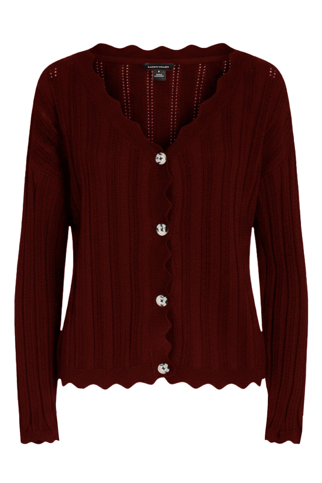 Scallop Edge Ribbed Cardigan