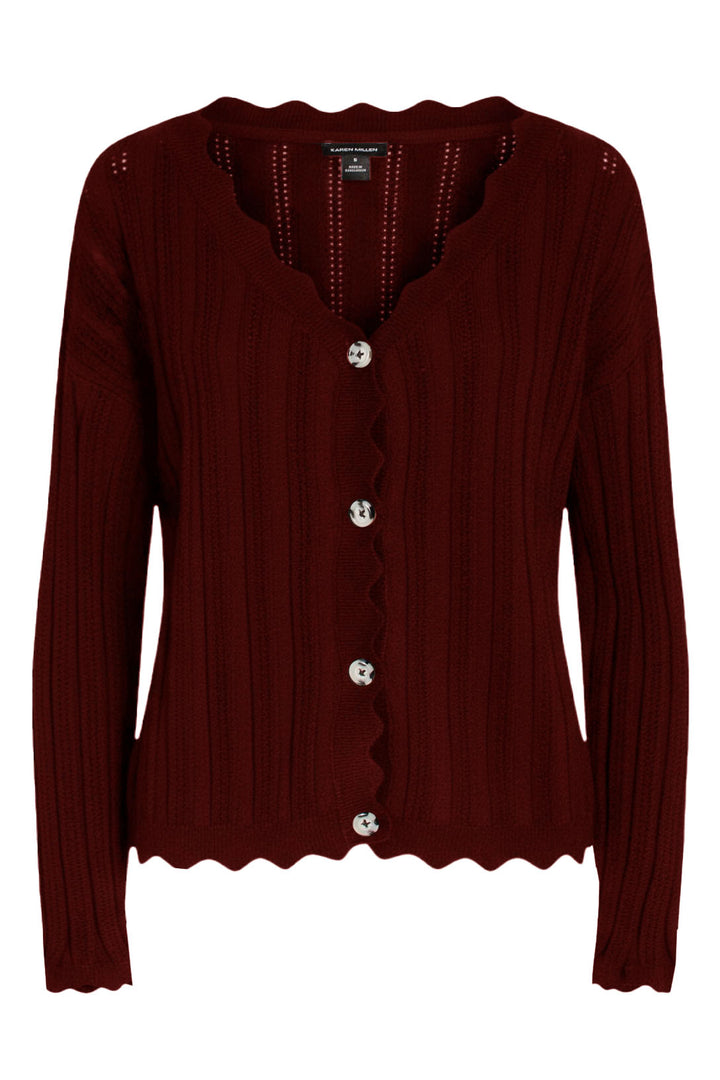 Scallop Edge Ribbed Cardigan