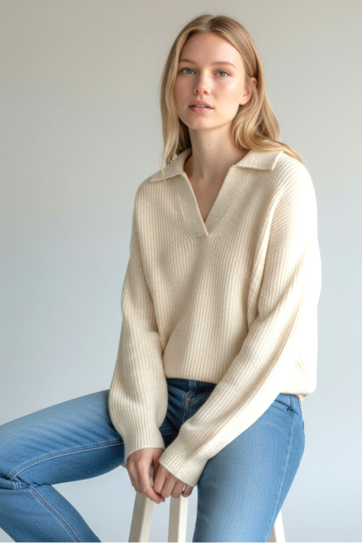 Collared Ribbed Jumper with Side Splits