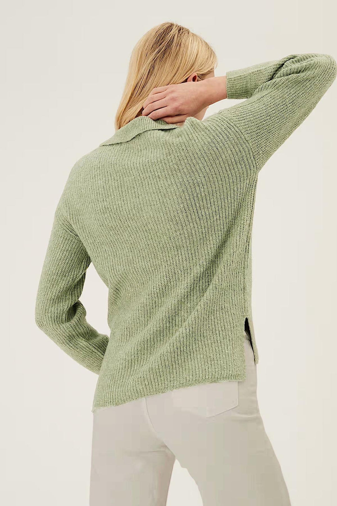 Collared Ribbed Jumper with Side Splits