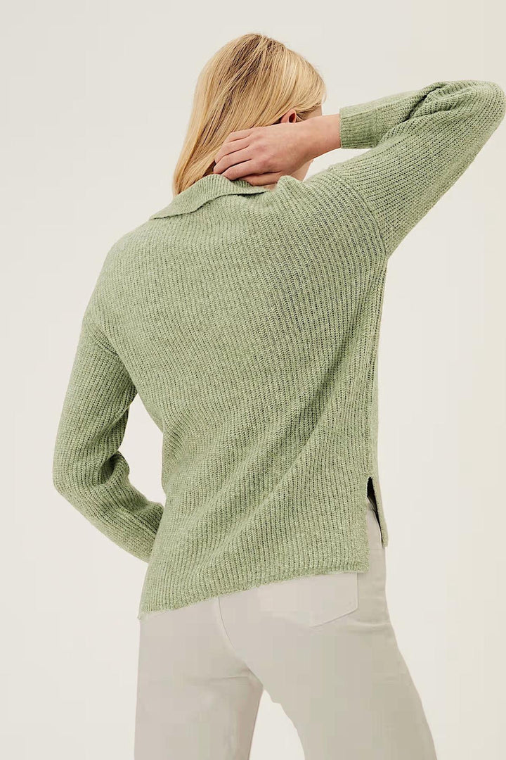 Collared Ribbed Jumper with Side Splits