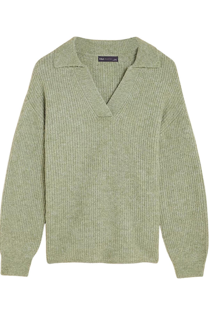 Collared Ribbed Jumper with Side Splits