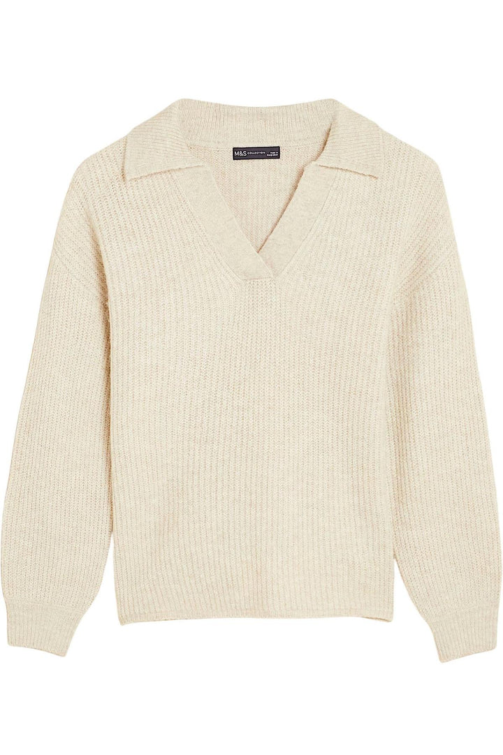 Collared Ribbed Jumper with Side Splits