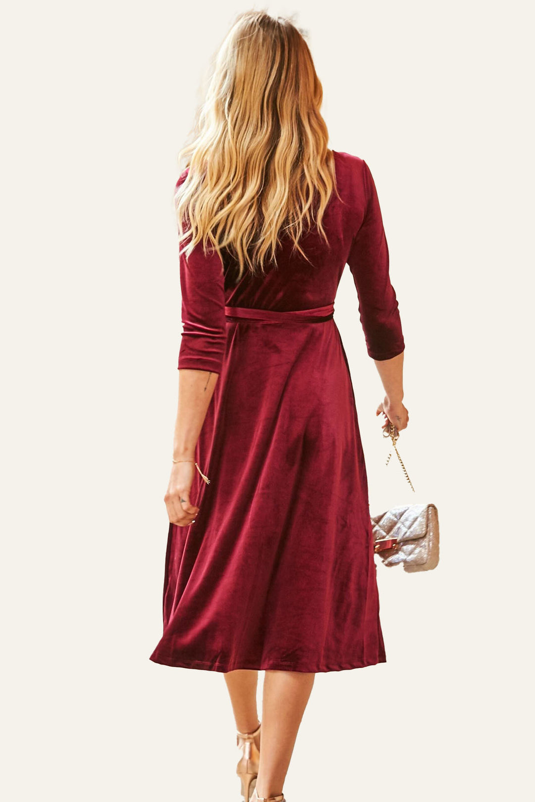 Velvet Wrap Midi Dress