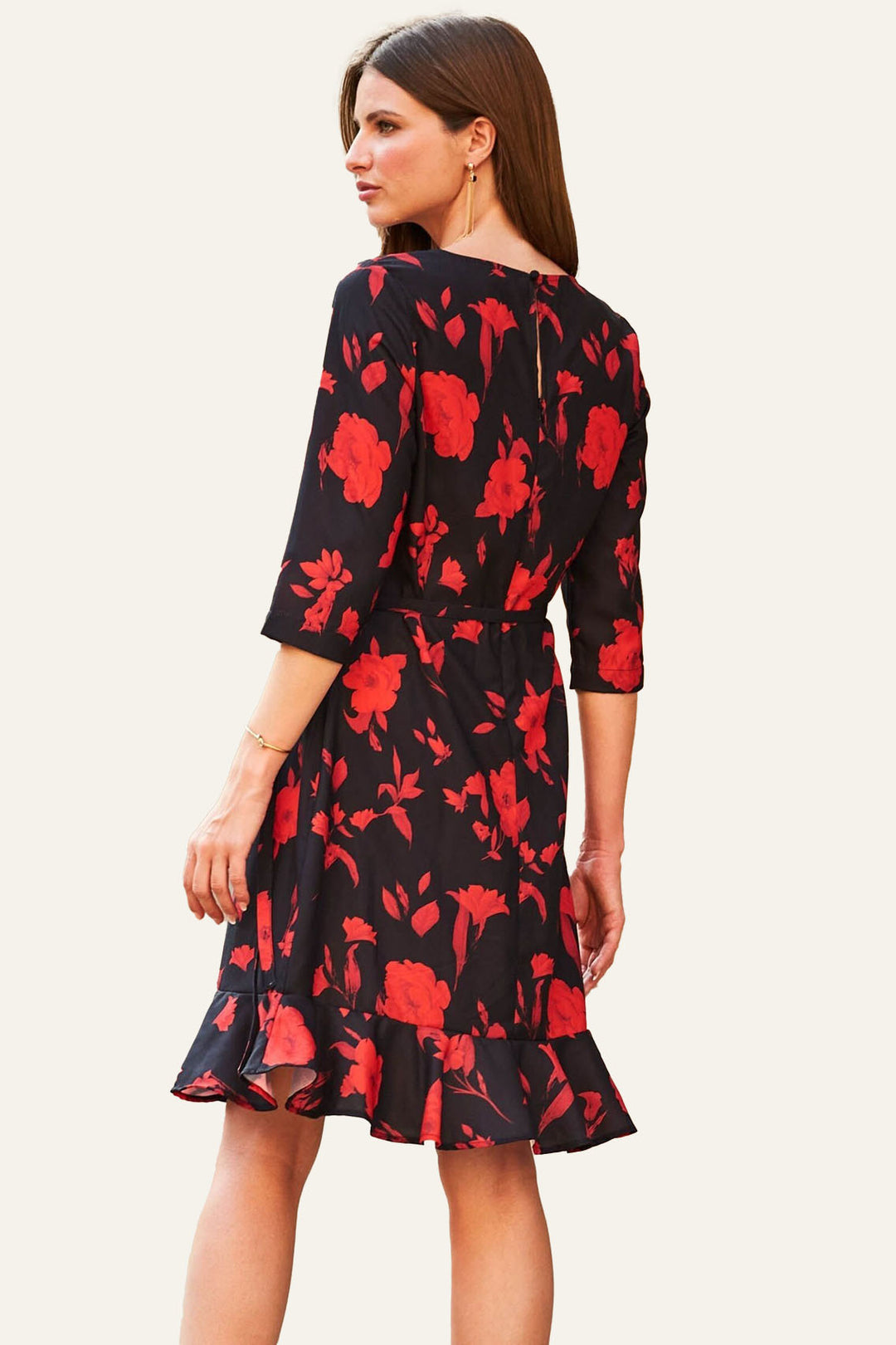 Floral Print Ruffle Hem Dress