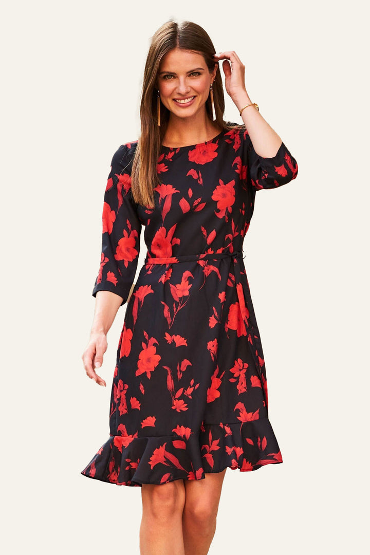 Floral Print Ruffle Hem Dress