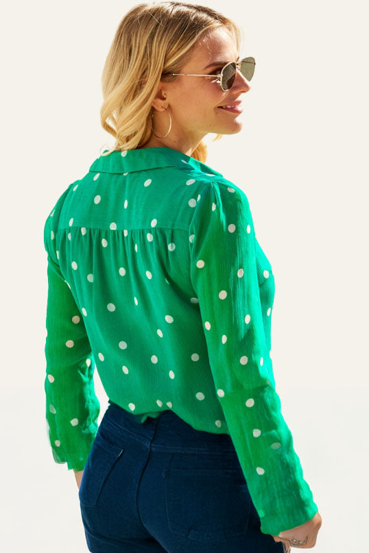 Green Spot Print Shirt