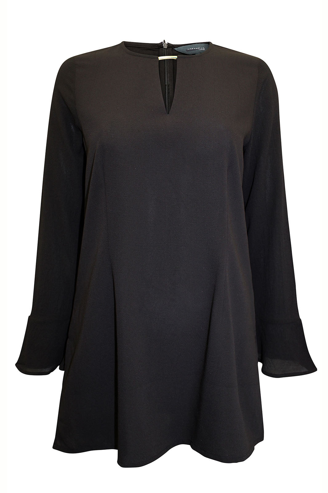 Keyhole Detail Fluted Cuff Tunic Top