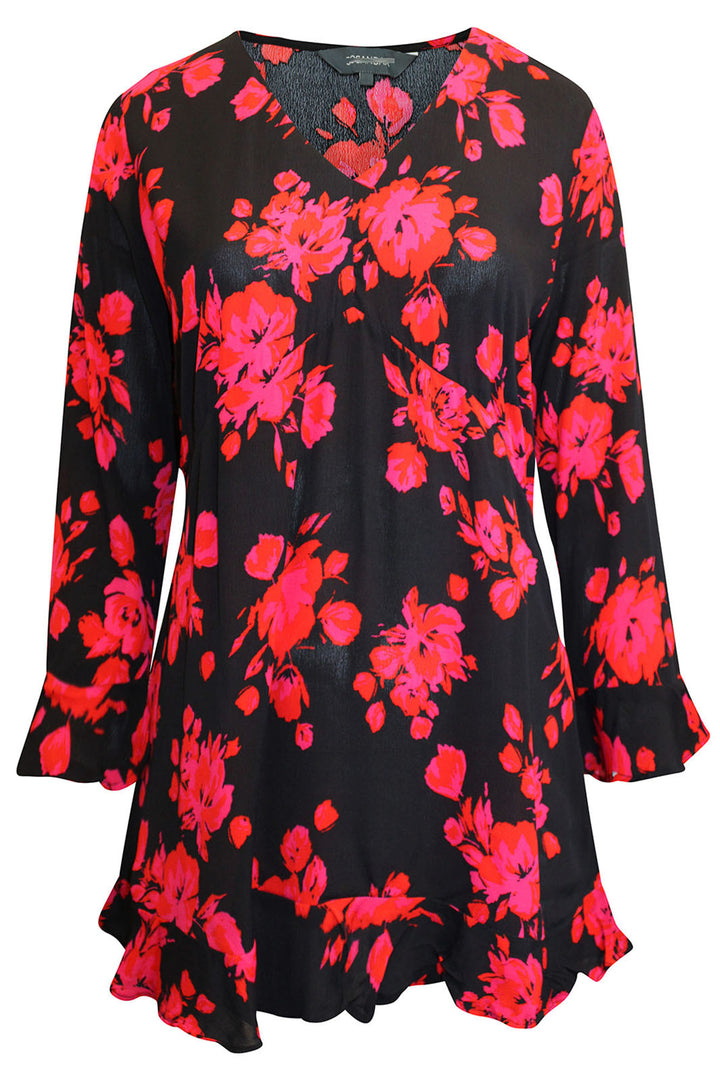 Floral Print Ruffle Detail Tunic Top