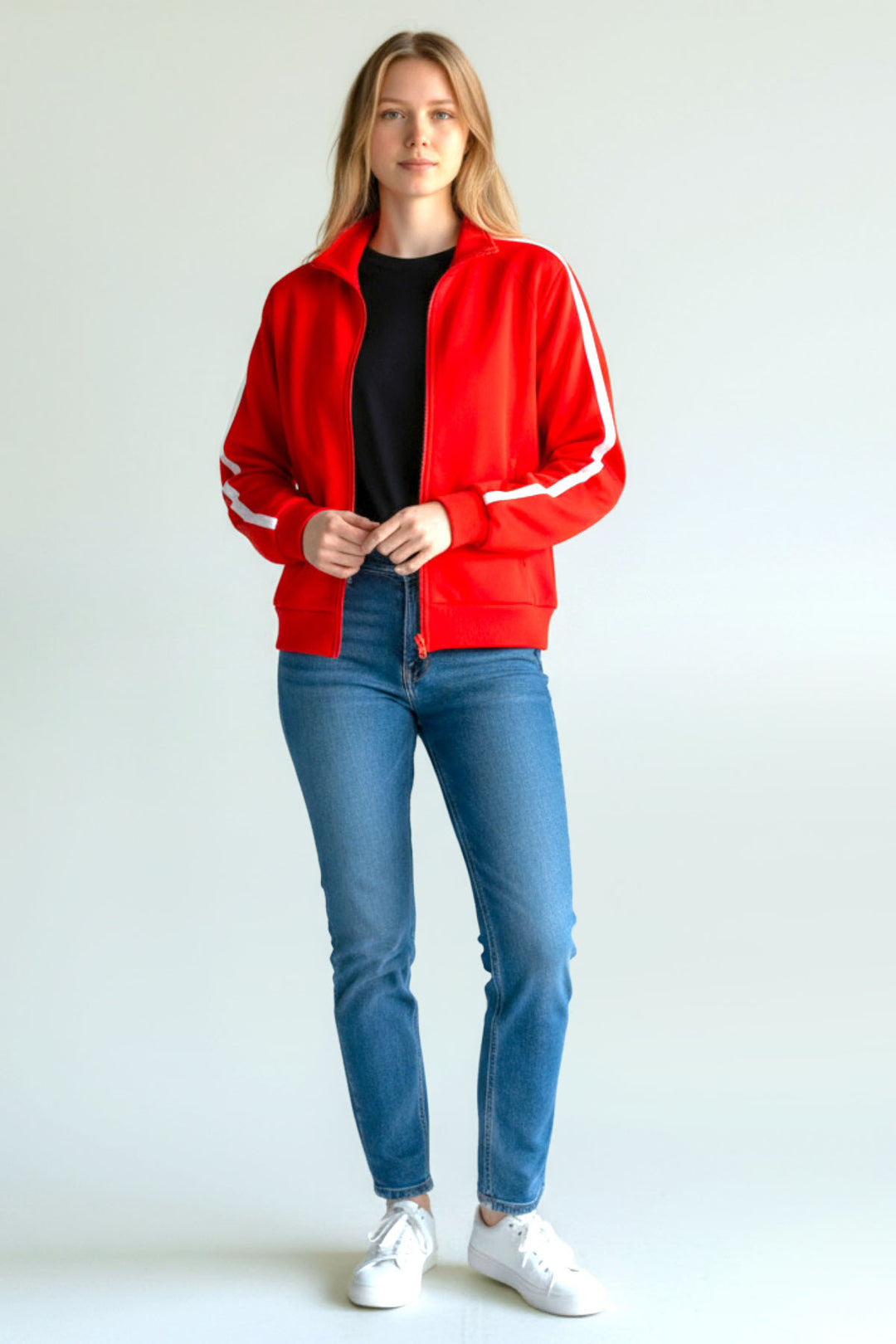 Red Retro Full Zip Track Jacket