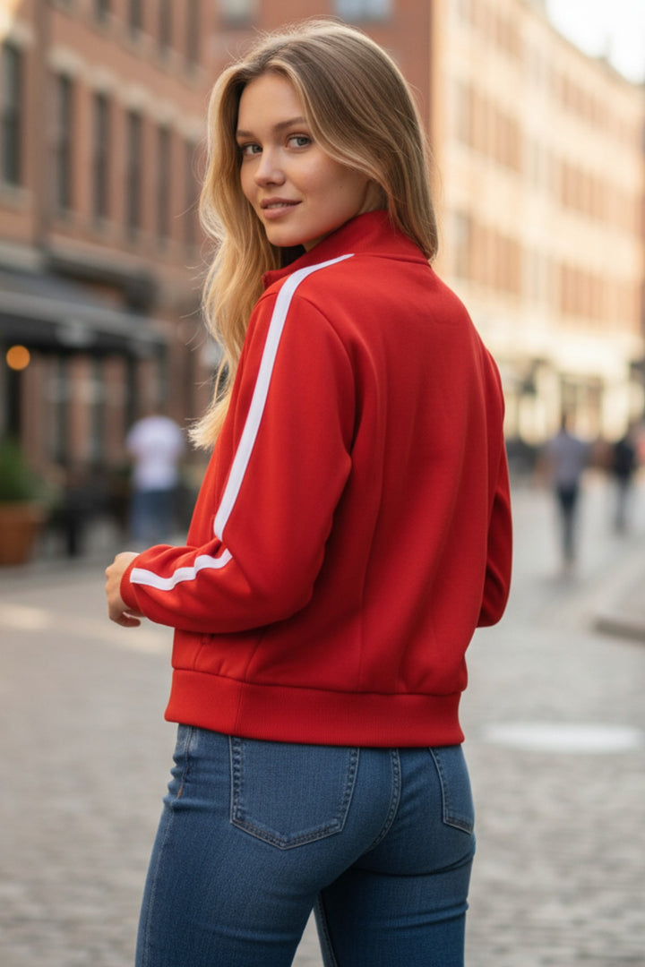 Red Retro Full Zip Track Jacket
