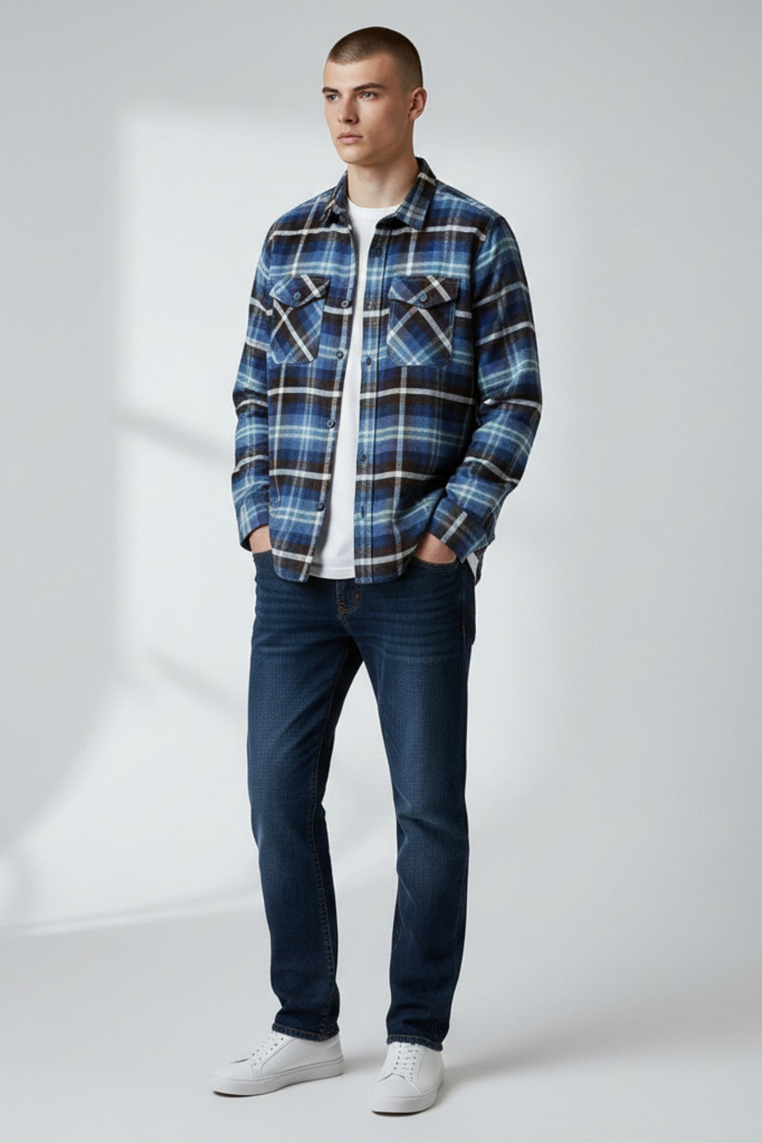 Check Flannel Shirt with Patch Pockets