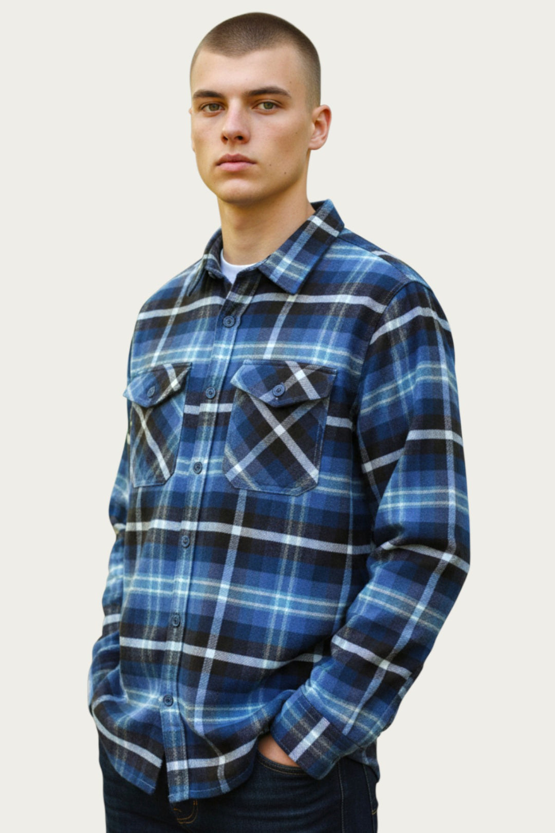 Check Flannel Shirt with Patch Pockets