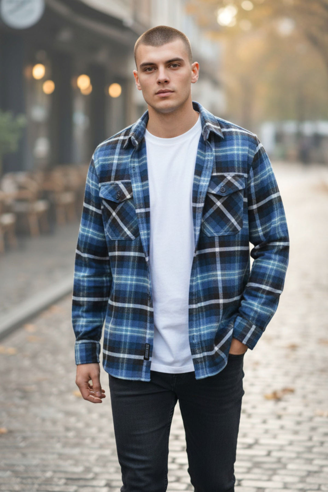 Check Flannel Shirt with Patch Pockets