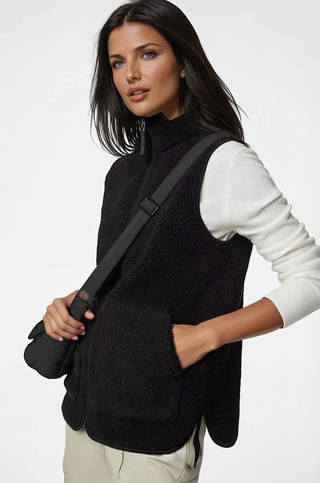 Borg Fleece Funnel Neck Gilet