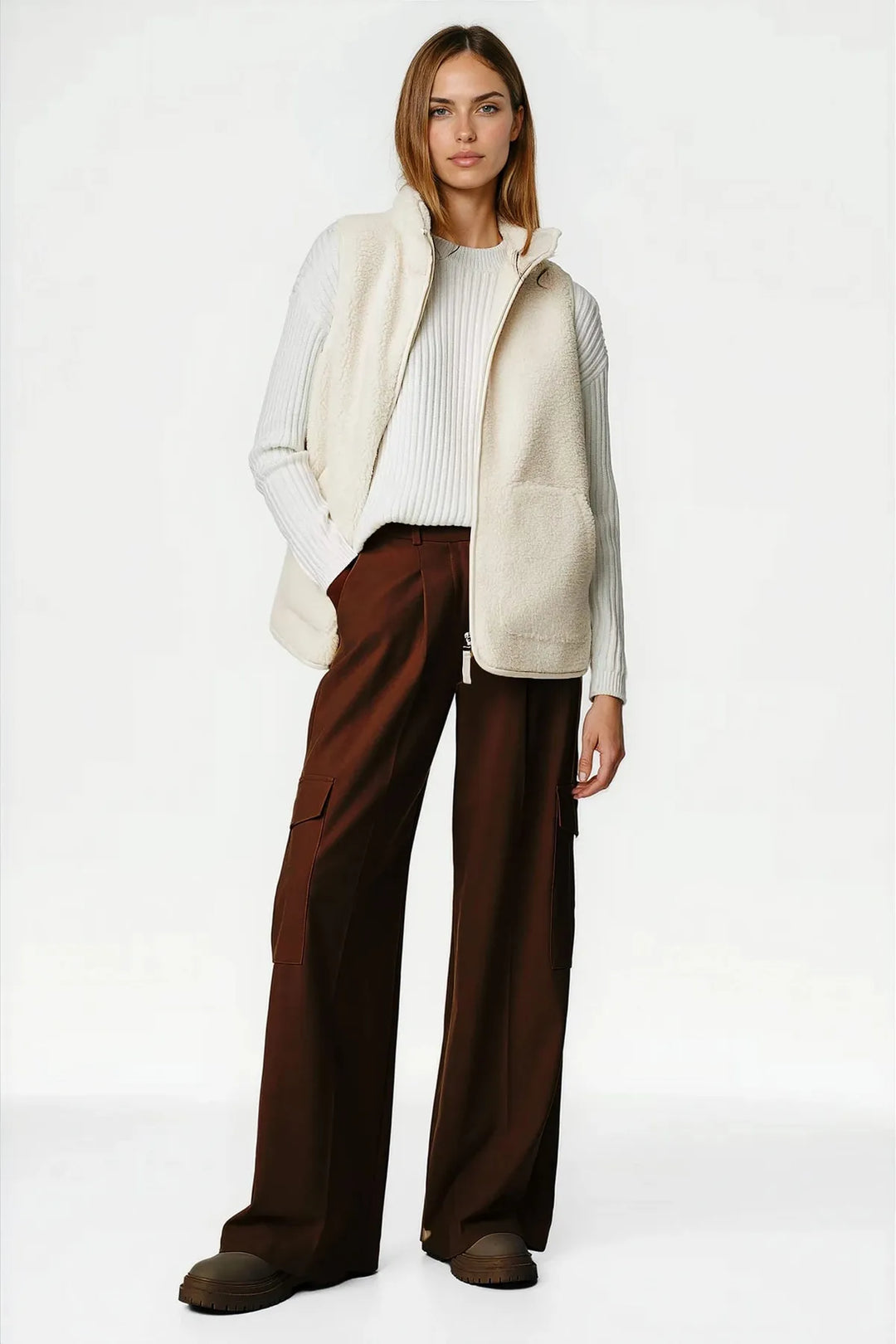 Borg Fleece Funnel Neck Gilet