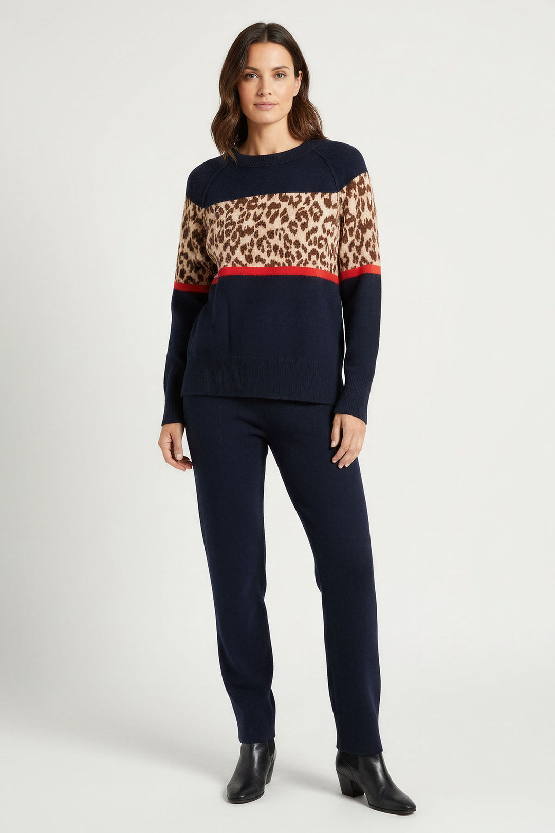 Block Panel Jumper Leopard Print