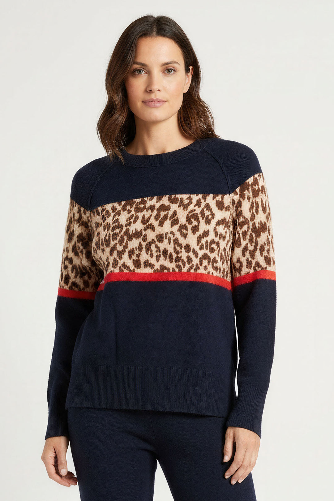 Block Panel Jumper Leopard Print