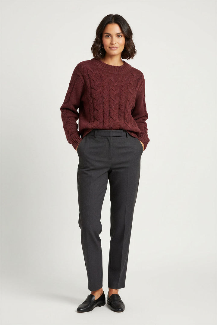 Crew neck chunky cable knit jumper